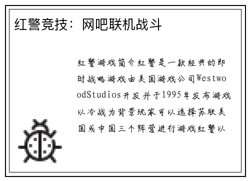 红警竞技:网吧联机战斗